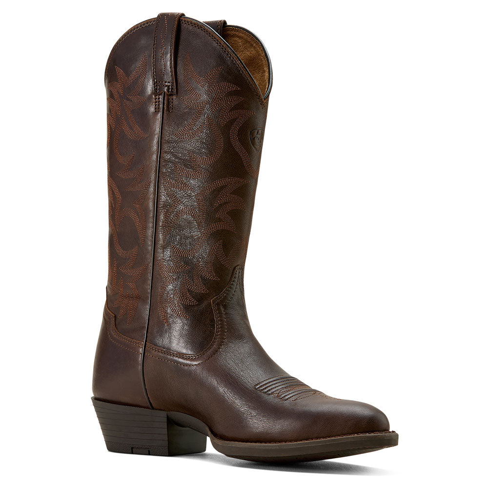 ariat dress boots men's Ariat Men's Heritage R Toe Western Boot - Burnished Chocolate