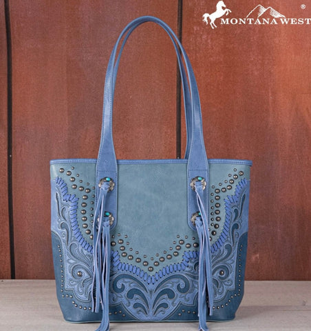 Montana West Embroidered Scroll Cut-out Collection Concealed Carry Tote