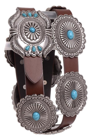 Brown Concho & Turquoise Belt