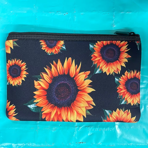 Sunflower Print Zipped Bag