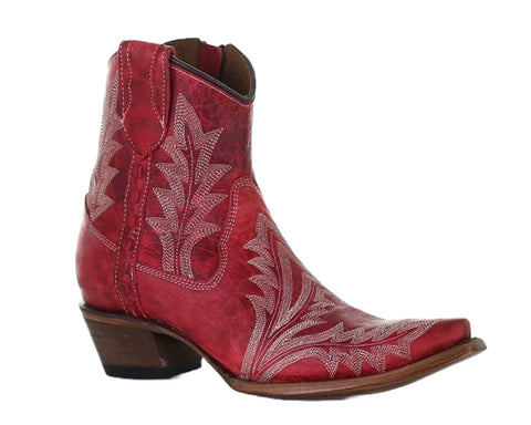 Circle G Women’s Red Embroidery & Zipper Ankle Boot