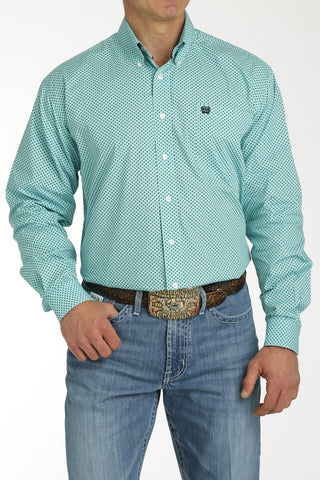 Cinch Men's Turquoise Geo Print Shirt