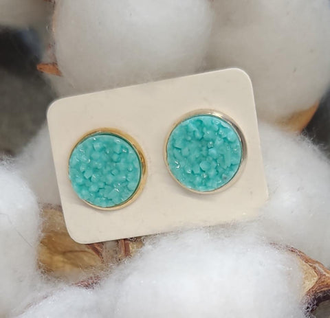 Round Turquoise Button Earrings