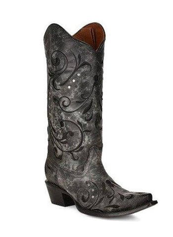 Circle G Women’s Black & Gray Embroidered Boot