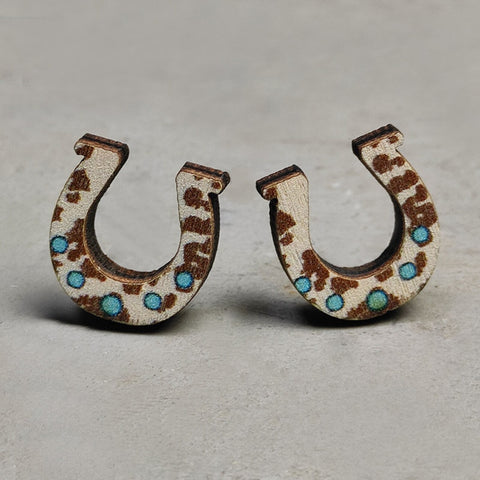 Wood Horseshoe Earrings