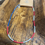 Red White & Blue Bead Necklace
