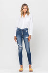 Vervet High Rise Button Up Disterssed Ankle Skinny-Haylie