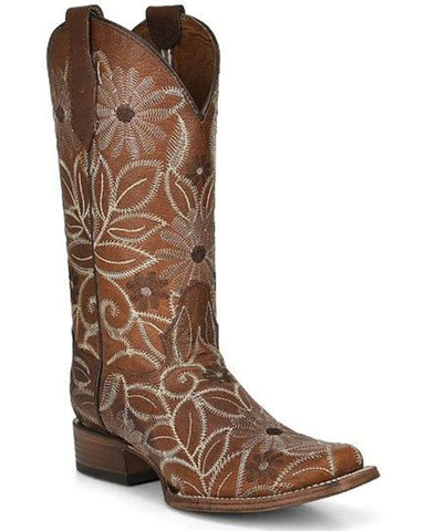 Circle G Saddle Tan Floral Embroidered Boot