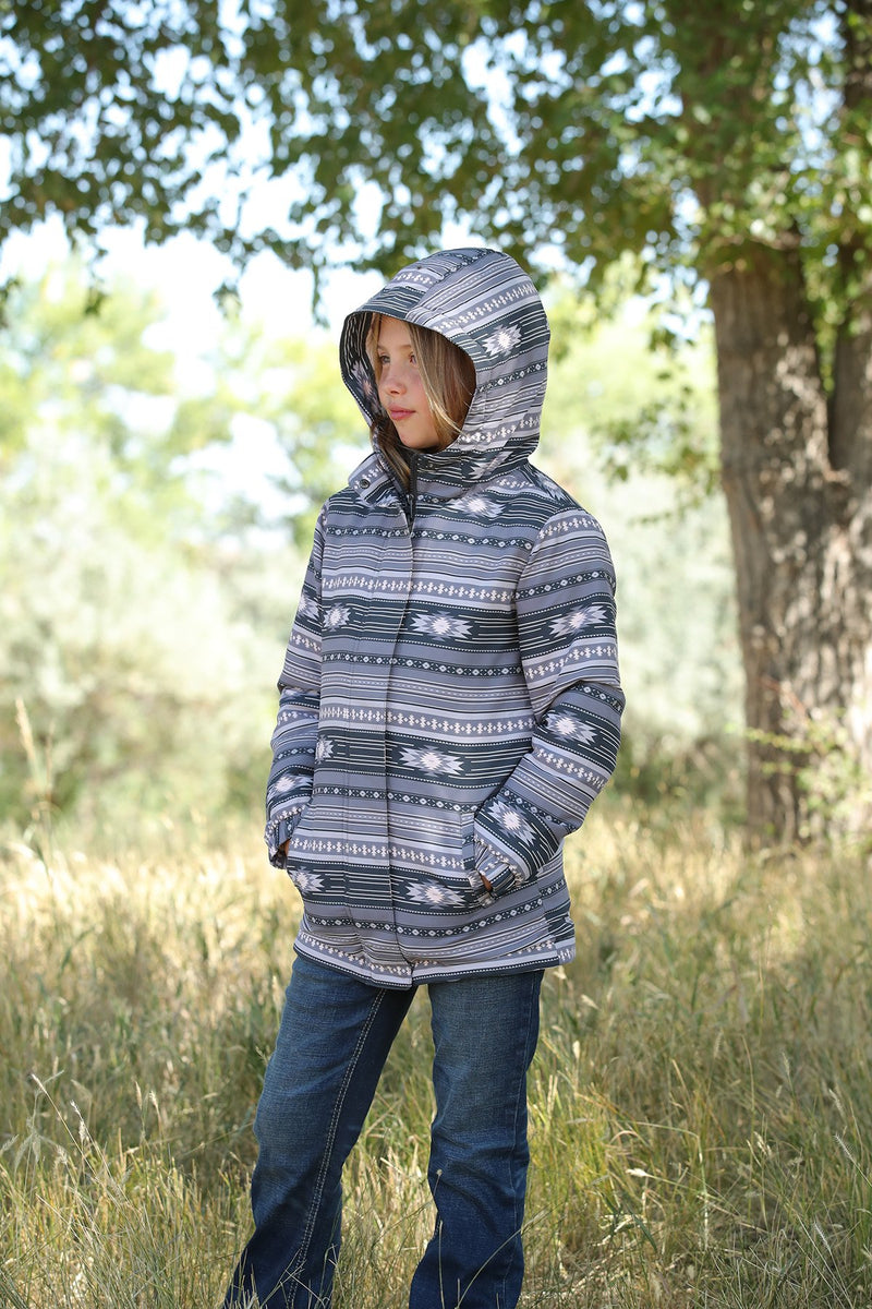 Cruel denim tweed coat with hood sale