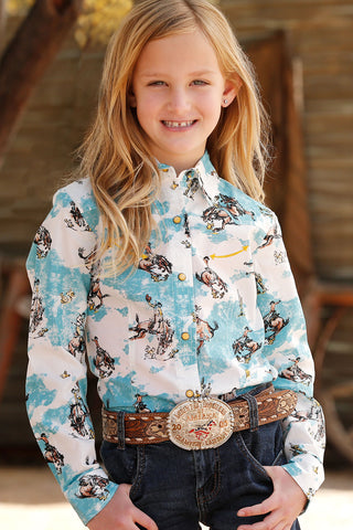 Cruel Girl's Western Buckin Horse Print Shirt