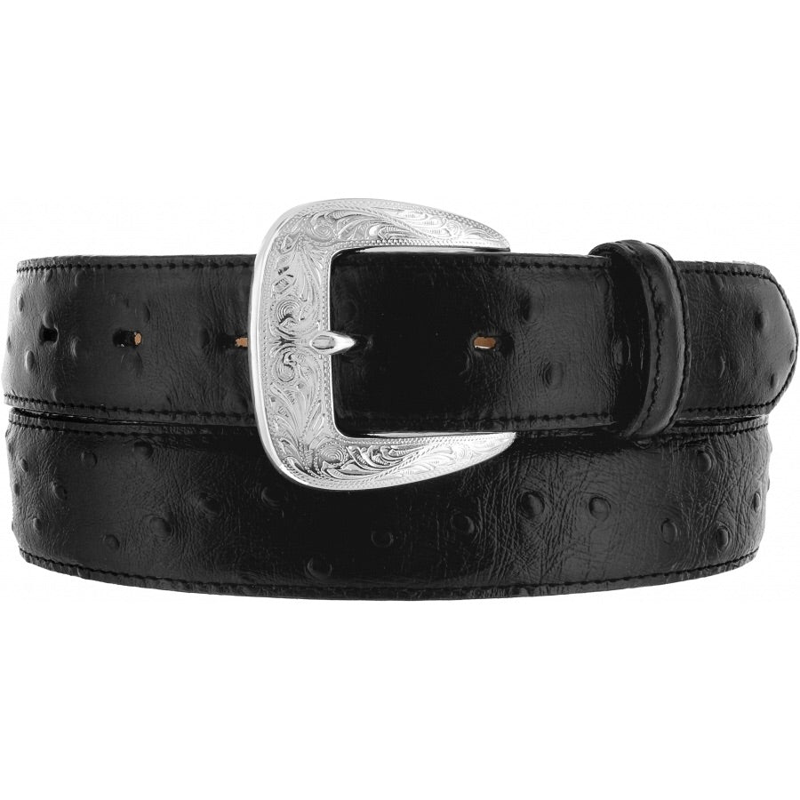 Tony Lama Men's Ostrich Print Dress Belt Black 44