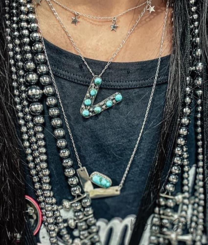Turquoise on sale letter necklace