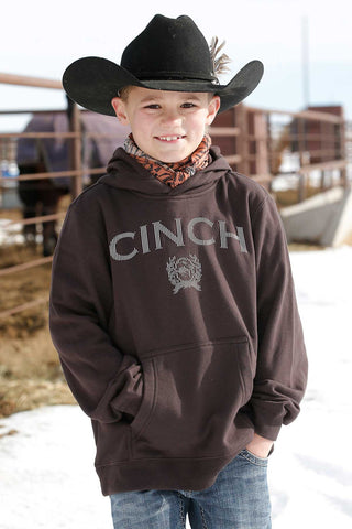Cinch Boy's Brown Logo Pullover Hoodie