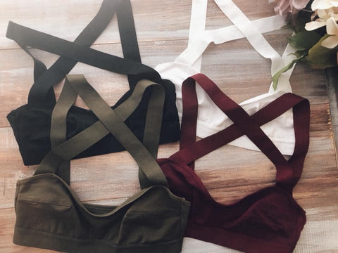 Wide Strap Criss Cross Bralette in Assorted Colors