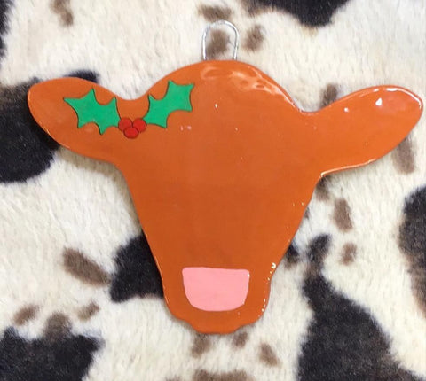 Red Cow Head Dough Ornament