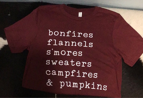 Fall Tee-Bonfires, Flannels, Etc. Tee