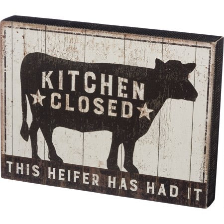 Heifer Kitchen Closed Wood Sign