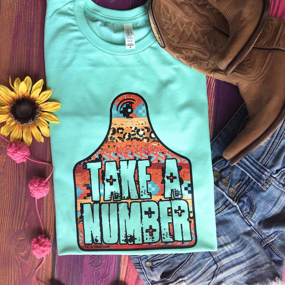 Western Cattle Tag "Take A Number" Tee Mint Horse Creek Outfitters