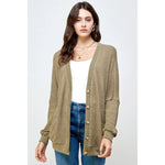 Thermal Knit Cardigan-Olive