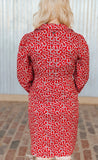 Lucky and Blessed Scarlet Horseshoe Printed Puff Sleeve Dress