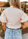 Lucky and Blessed Western Embroidered Pink Detailed Blouse