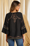 Black Embroidered Tunic Top