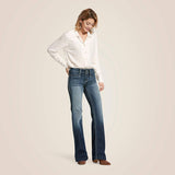 Ariat Women’s Trouser Mid Rise Stretch Entwined Wide Leg Jean-Marine