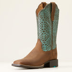 Ariat Women's Round Up Turquoise Blanket Embossed Boot