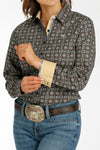 Cinch Women's Gray Medallion Print Shirt