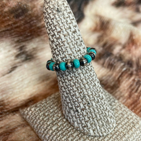 Navajo Pearl Ring with Turquoise