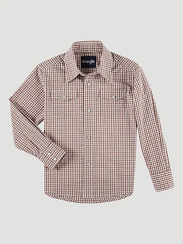 Wrangler Boy's Brown Plaid Shirt