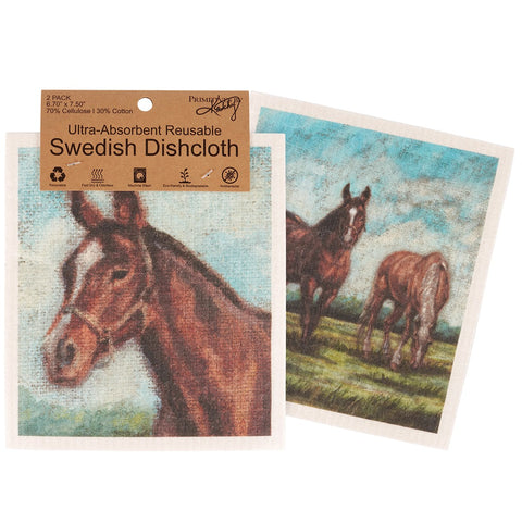 Grazing Horses Swedish Dishcloth Set