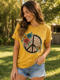 Fall Bleach Splattered Peace Sign Tee
