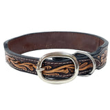 American Darling Leather Tooled & Beaded Dog Collar