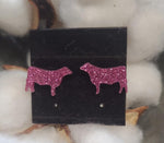 Pink Steer Petite Acrylic Earrings