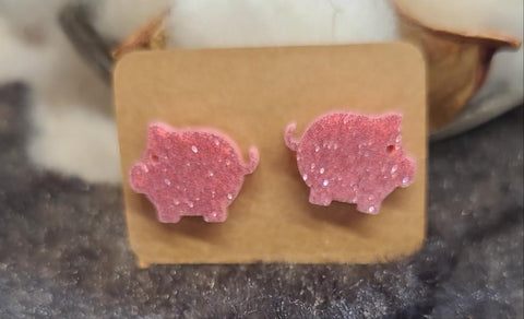 Pink Pig Acrylic Earrings