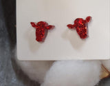 Sparkly Cow Head Acrylic Earrings