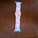 Pink & Blue Lighting Bolt Print Apple Silicone Western Watchband