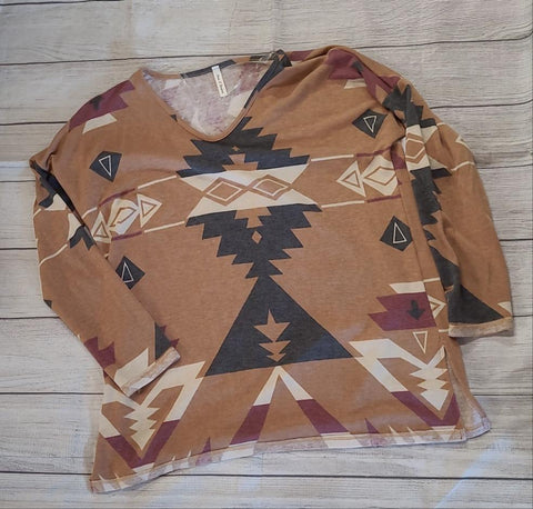 Brown Aztec Top