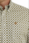 Cinch Men’s Olive Gold & White Geo Print Shirt