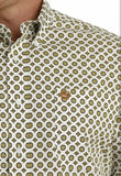 Cinch Men’s Olive Gold & White Geo Print Shirt