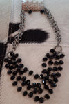 Black Beaded Necklace & Earring Set