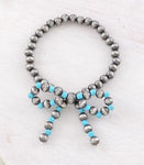 Turquoise and Navajo Pearl Stretch Bracelet
