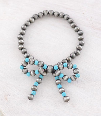 Turquoise and Navajo Pearl Stretch Bracelet