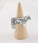 Cow Floral Tooled Look Ring