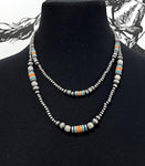 Navajo Pearl Bead Layered Necklace-Orange