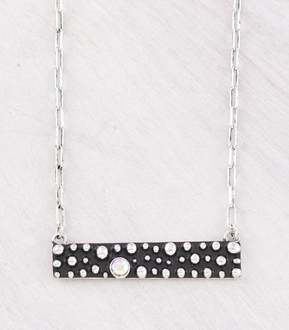 Bubble Textured Bar Pendant Necklace