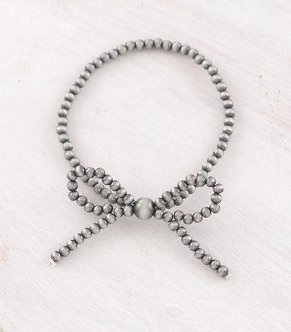 Faux Navajo Pearl Bow Stretch Bracelet