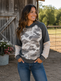 Camo Color Block Outseam Hoodie