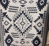 Cream & Black Aztec Knit Blanket